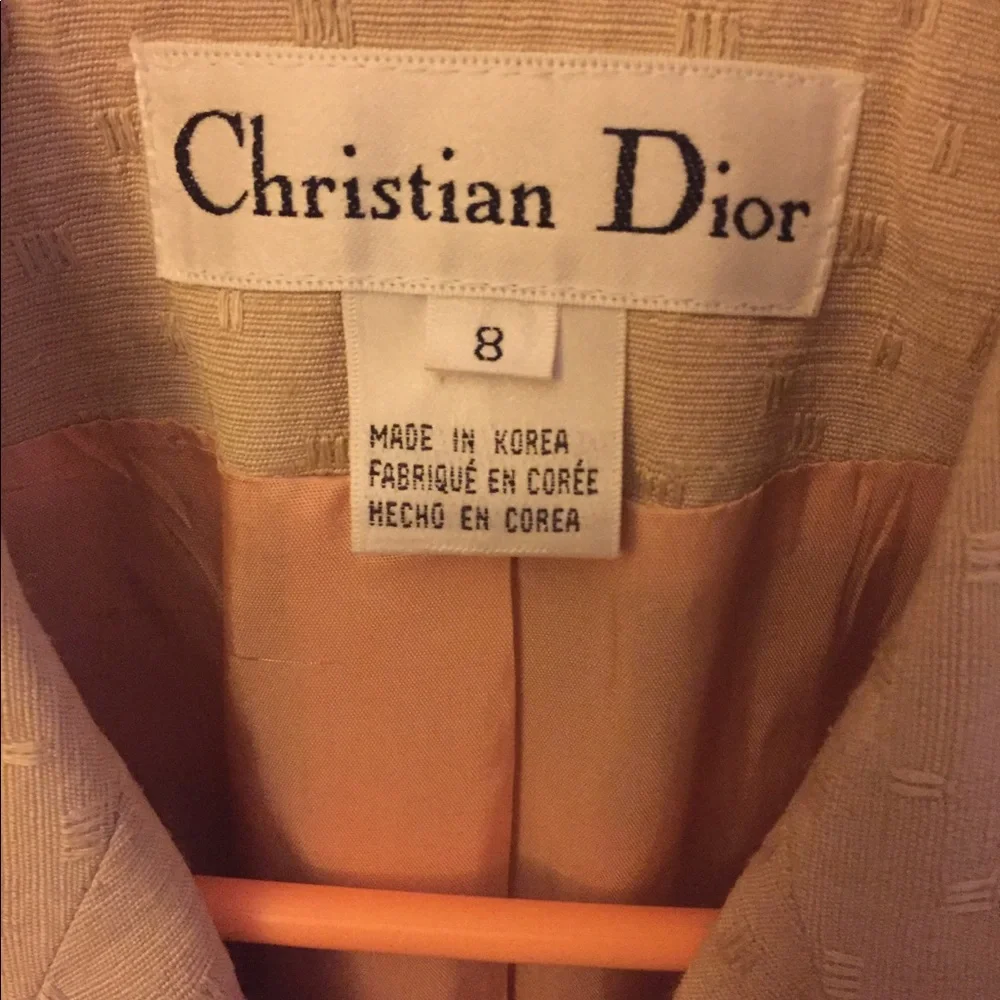 CHRISTIAN DIOR Rare, Vintage, 100% Silk, Bone & Black Colored Blazer Sz. 8 NWT!